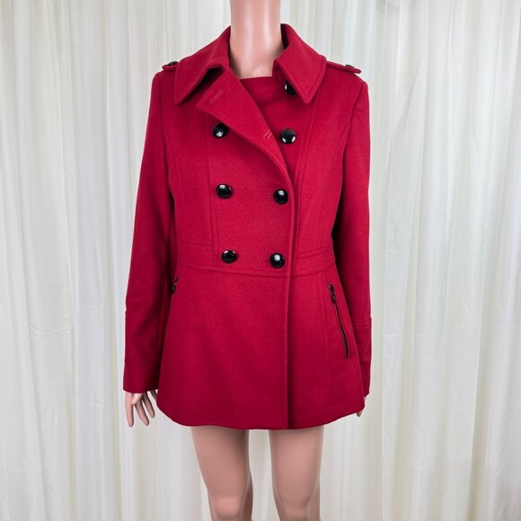 MICHAEL Michael Kors Jackets & Blazers - Michael Michael Kors Wool Blend Double Breasted Peacoat Coat Jacket Sz 8 Red